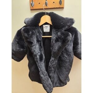 Omami Mini Los Angeles Black Faux Fur Jacket Coat Toddler Size 2T Kids